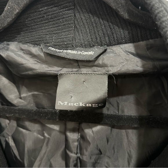 MACKAGE VINTAGE COAT WOOL LEATHER TRIM BELTED JACKET BLACK SIZE PS - Picture 7 of 14